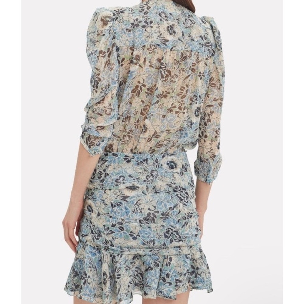 Veronica Beard Silk Floral Maggie Wrap Dress Size 4 Blue Multicolor $450 - Picture 2 of 10
